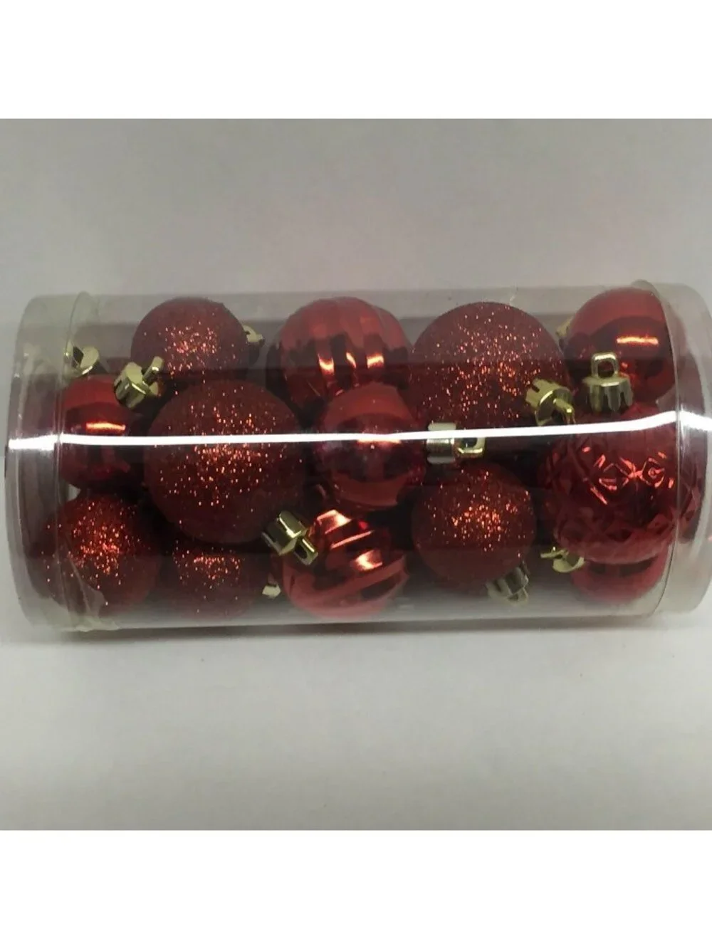 Holiday 20 Red Mini Shatterproof Ball Glitter Shiny Matt Christmas Ornaments
